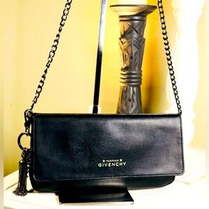 Givenchy Parfums Designer Envelope Style Clutch Makeup Bag Faux Leather Black